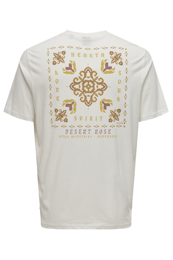 ONSMANUEL LIFE REG SS DESERT TEE CS 22035647 CLOUD DANCER/DESERT ROS